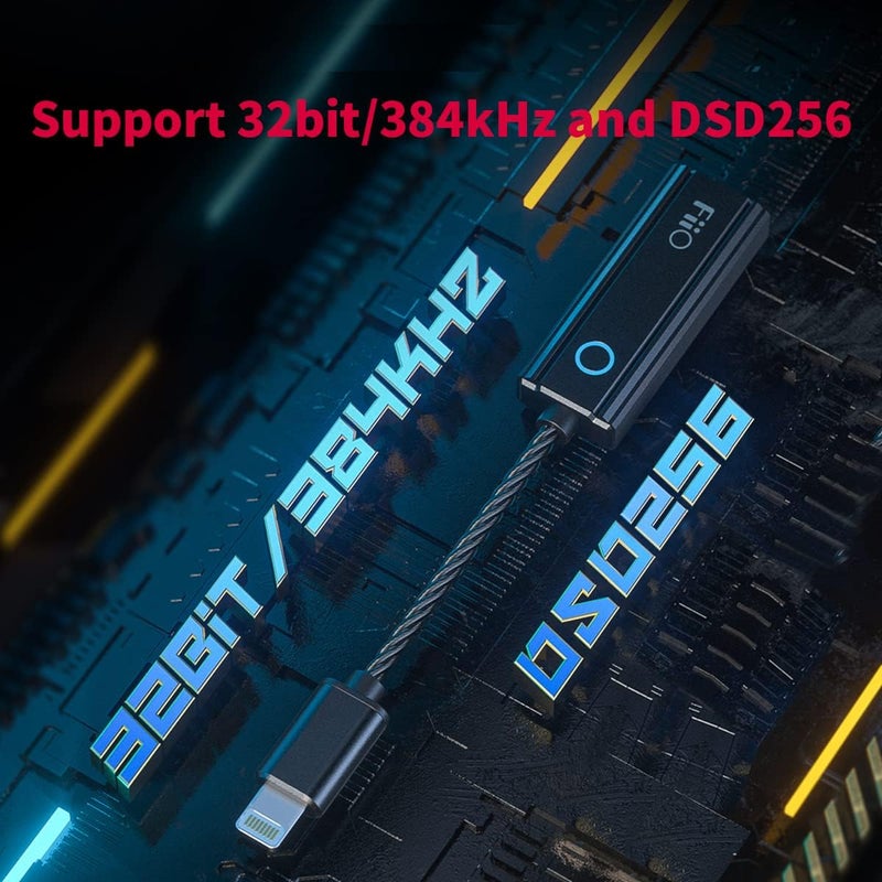 FiiO JadeAudio KA1 Headphone Amps Tiny Amplifier USB DAC High Resolution Lossless for Smartphones/PC/Laptop/Players(Lightning, Black) - Image 4